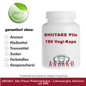 Shiitake Pilz Pulver 180 Vegi-Kaps - Beste ARESKO' Qualität